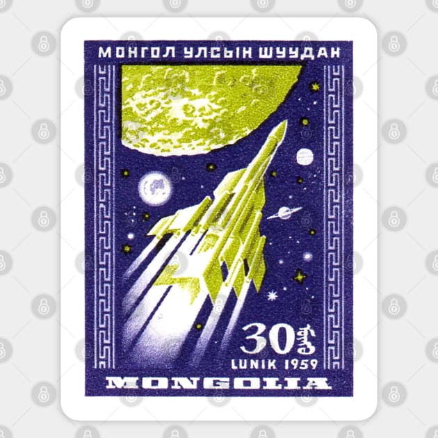 Vintage 1959 Mongolia Lunik 3 postage stamp Sticker by NVDesigns